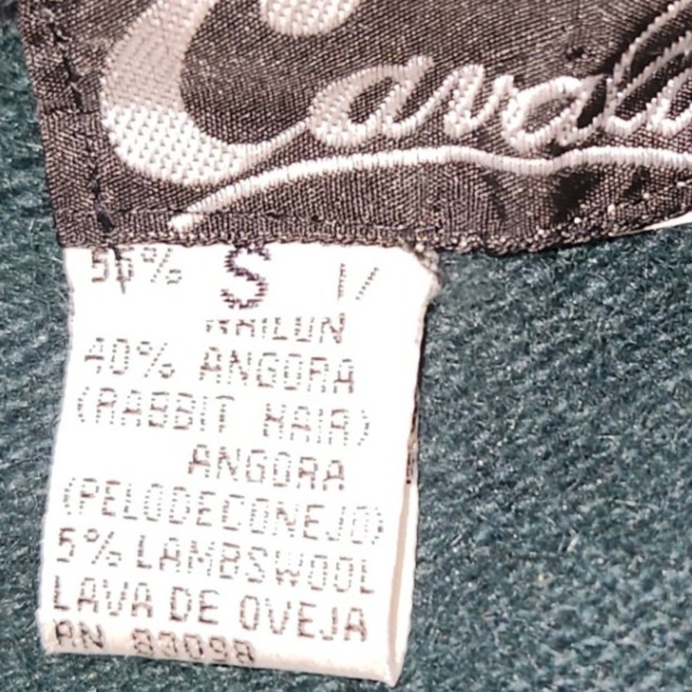Vintage Cavalini Grandmacore Angora Rabbit & Wool Green jeweled Sweater small - Picture 6 of 8